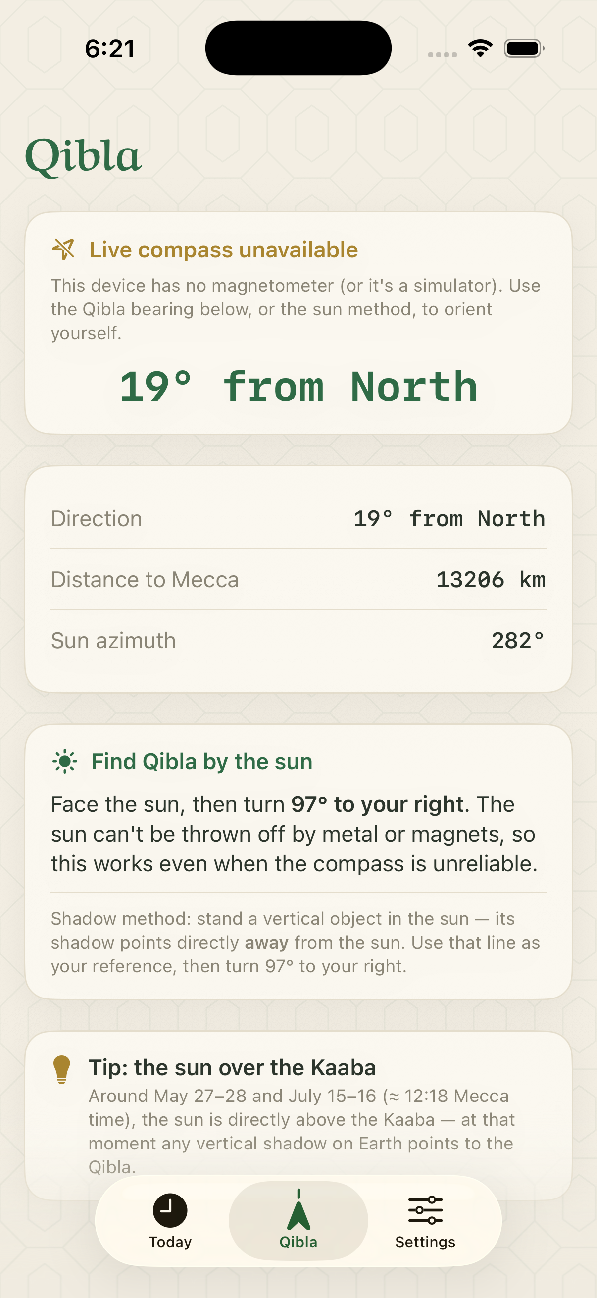 Qibla finder